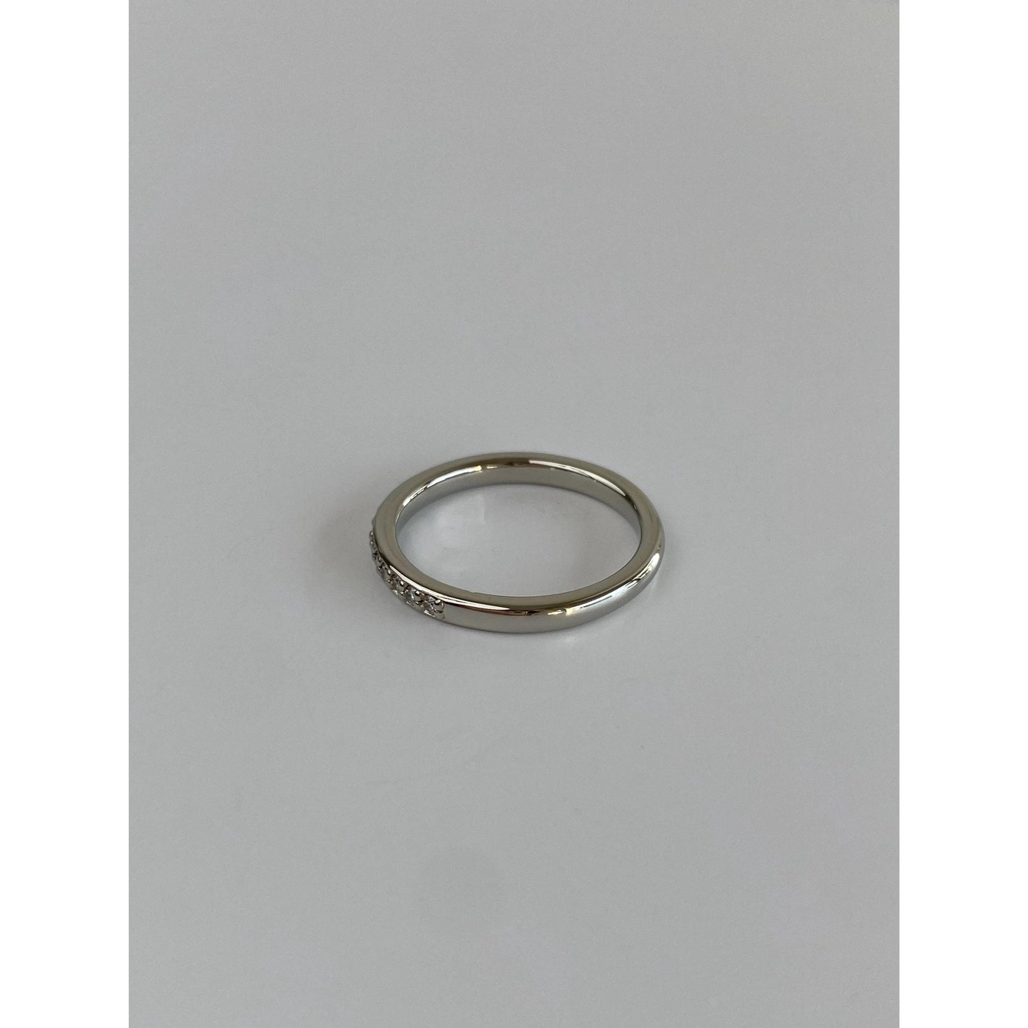 Vintage Solid 14k White Gold Diamond Ring Band - Size 6