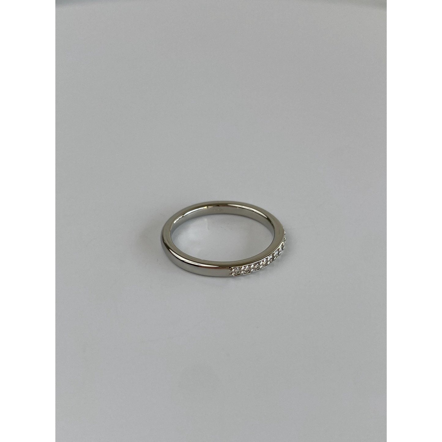 Vintage Solid 14k White Gold Diamond Ring Band - Size 6