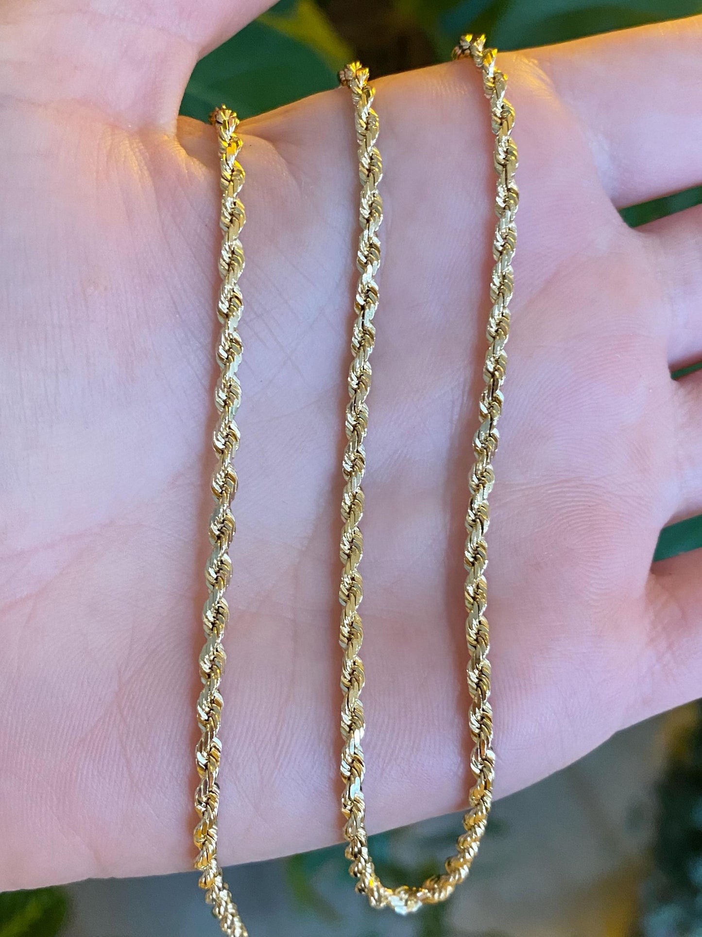 Vintage Solid 14k Yellow Gold Diamond Cut Rope Chain Necklace - 20.25 inches