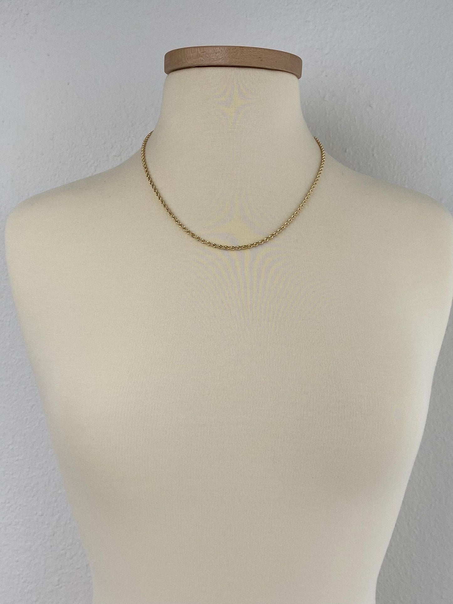Vintage Solid 14k Yellow Gold Diamond Cut Rope Chain Necklace - 20.25 inches