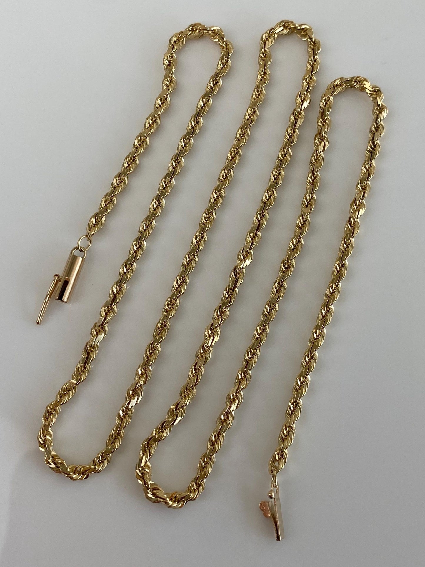 Vintage Solid 14k Yellow Gold Diamond Cut Rope Chain Necklace - 20.25 inches