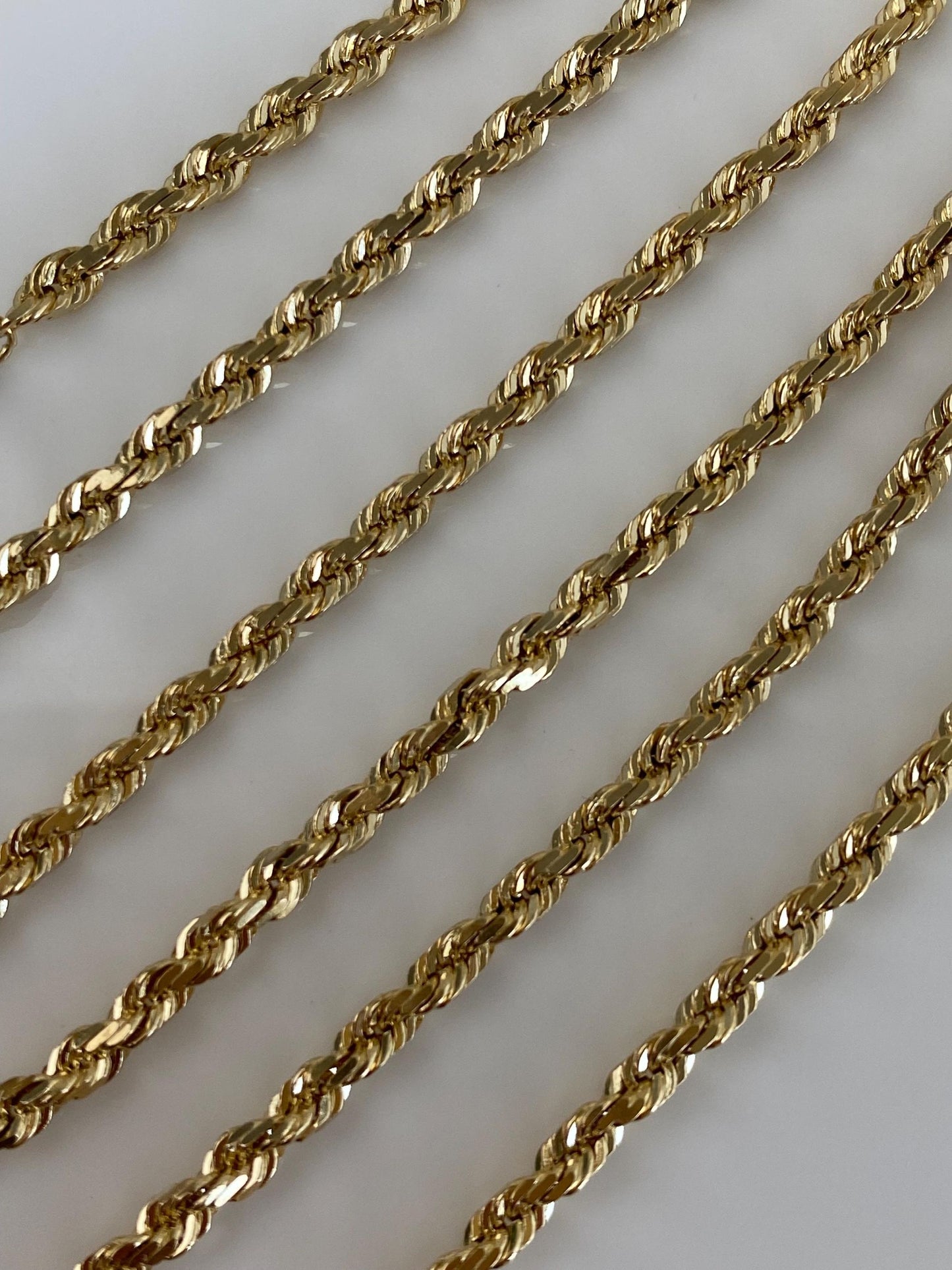 Vintage Solid 14k Yellow Gold Diamond Cut Rope Chain Necklace - 20.25 inches