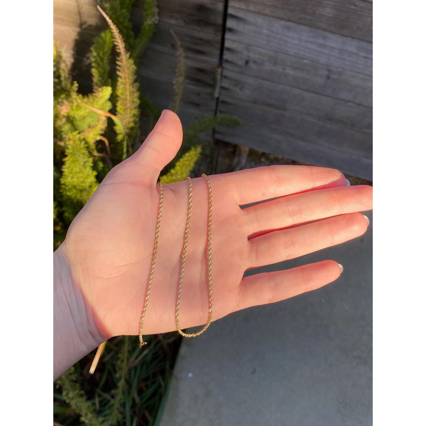 Vintage Solid 14k Yellow Gold Dainty Rope Chain Necklace - 16 inches