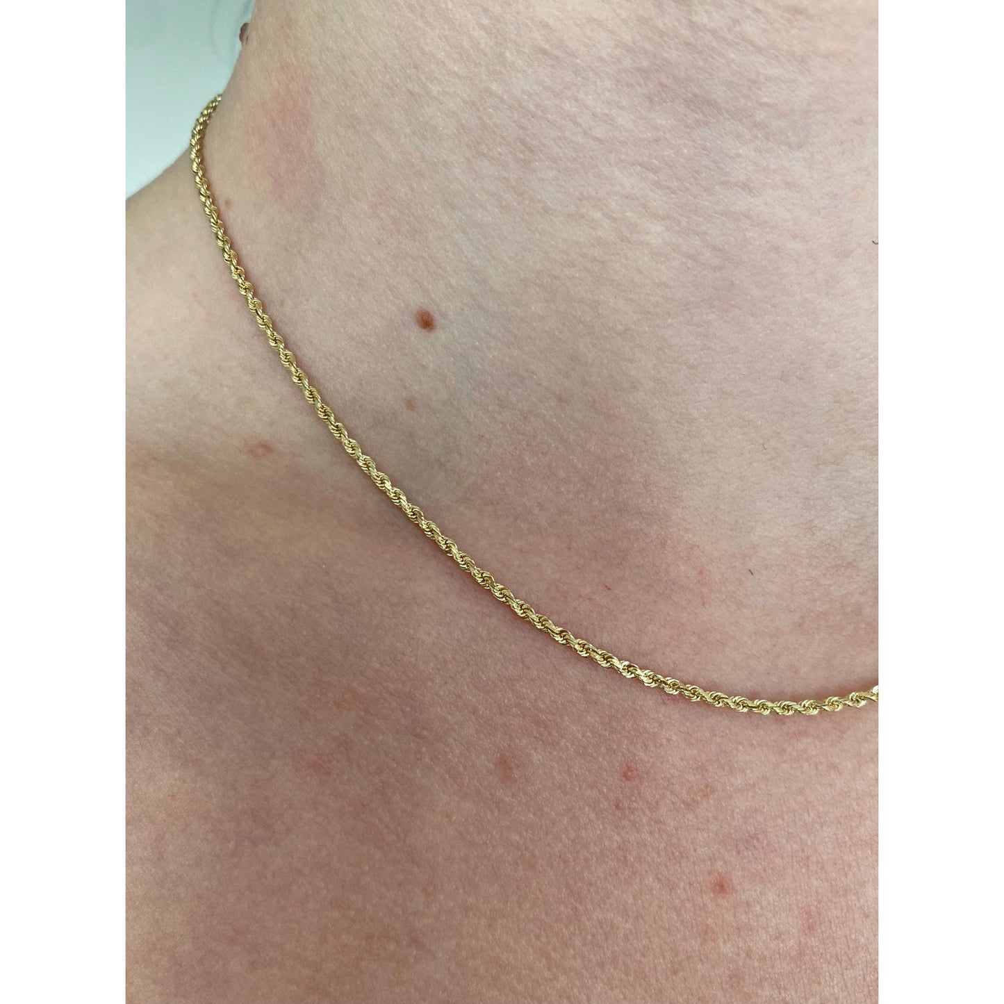 Vintage Solid 14k Yellow Gold Dainty Rope Chain Necklace - 16 inches