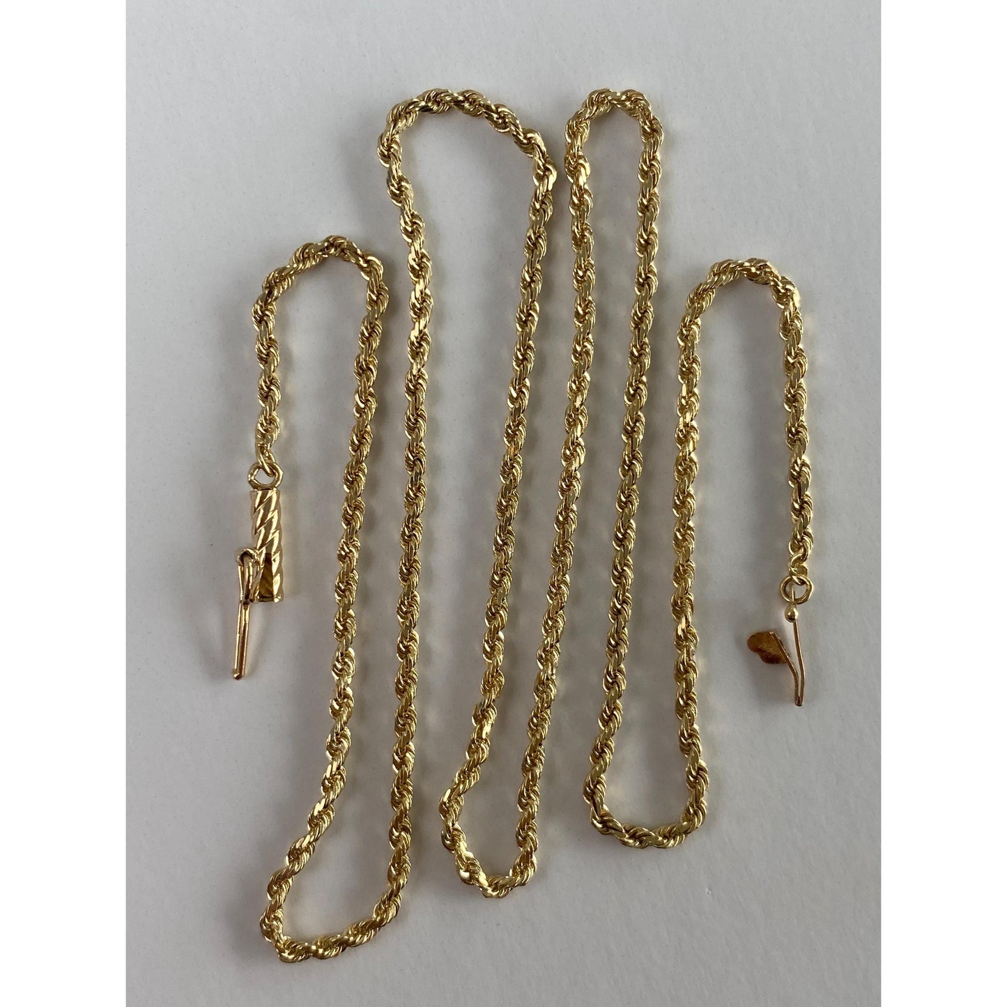 Vintage Solid 14k Yellow Gold Dainty Rope Chain Necklace - 16 inches