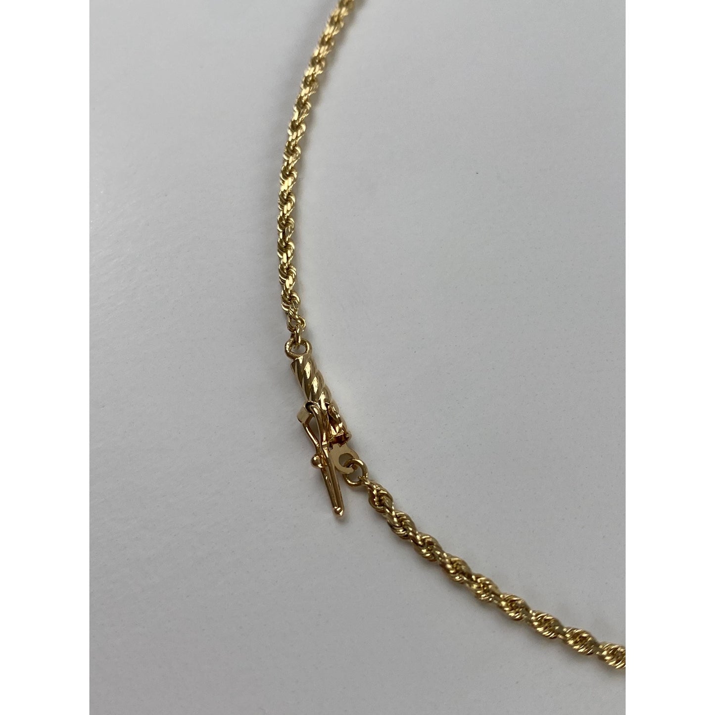 Vintage Solid 14k Yellow Gold Dainty Rope Chain Necklace - 16 inches