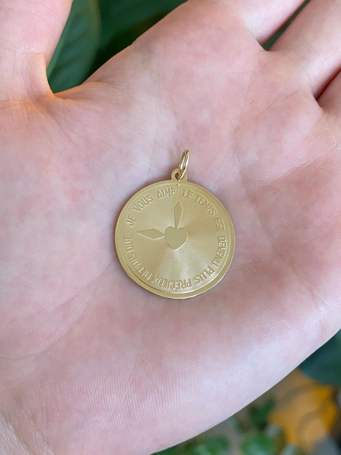 Vintage Solid 14k Yellow Gold French Love Charm