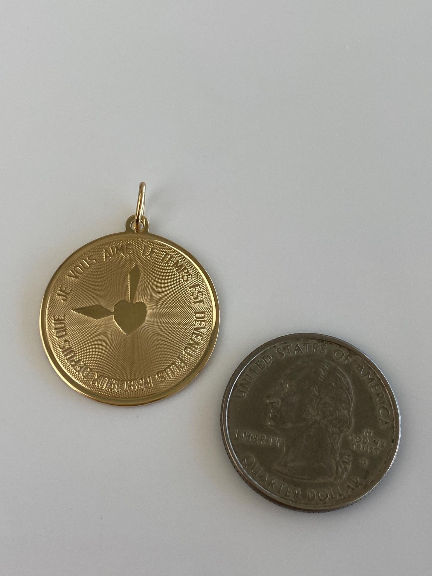 Vintage Solid 14k Yellow Gold French Love Charm