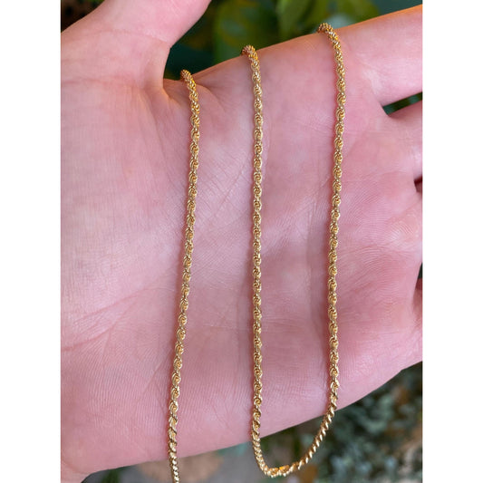 Vintage Solid 14k Yellow Gold Rope Chain Necklace - 18.25 inches