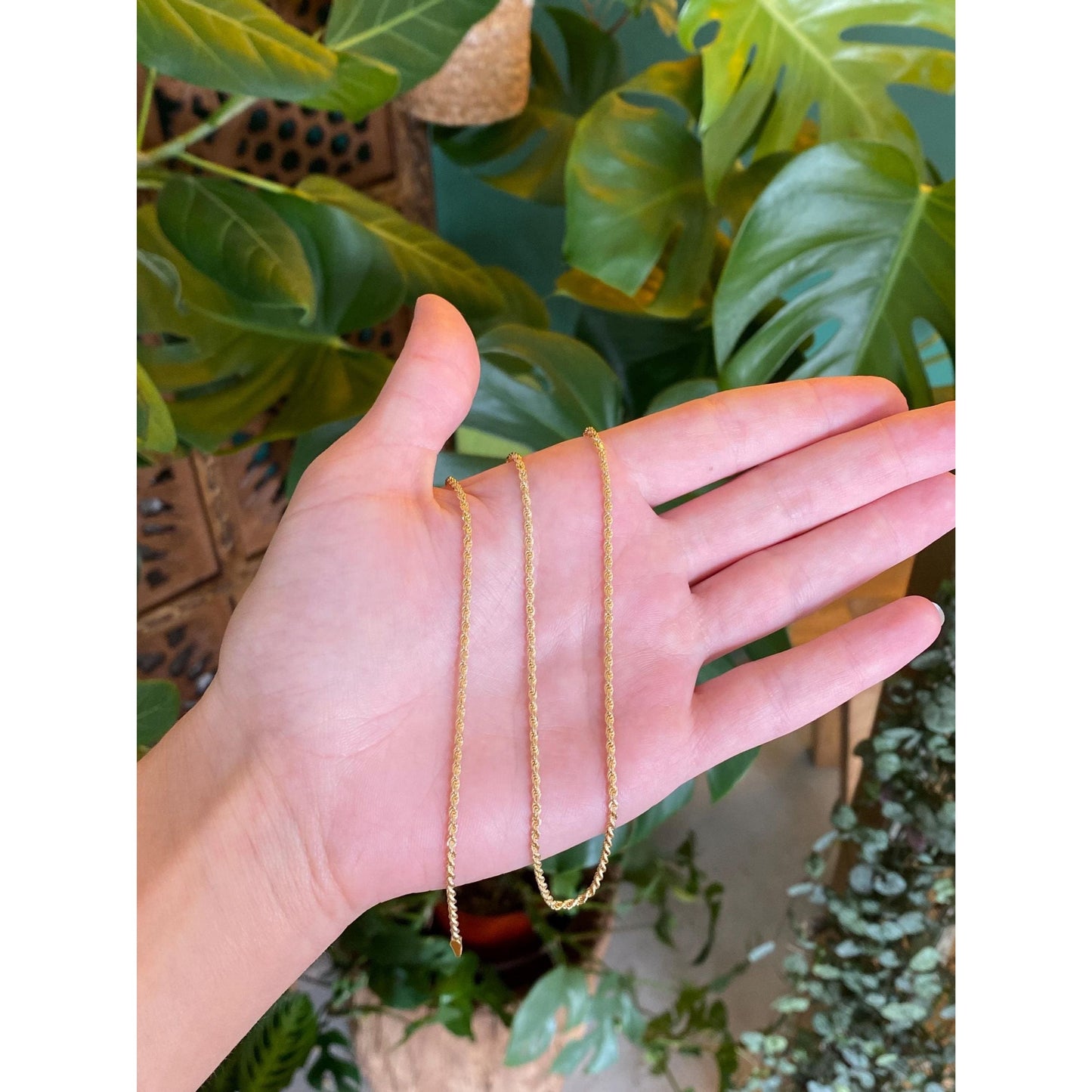 Vintage Solid 14k Yellow Gold Rope Chain Necklace - 18.25 inches