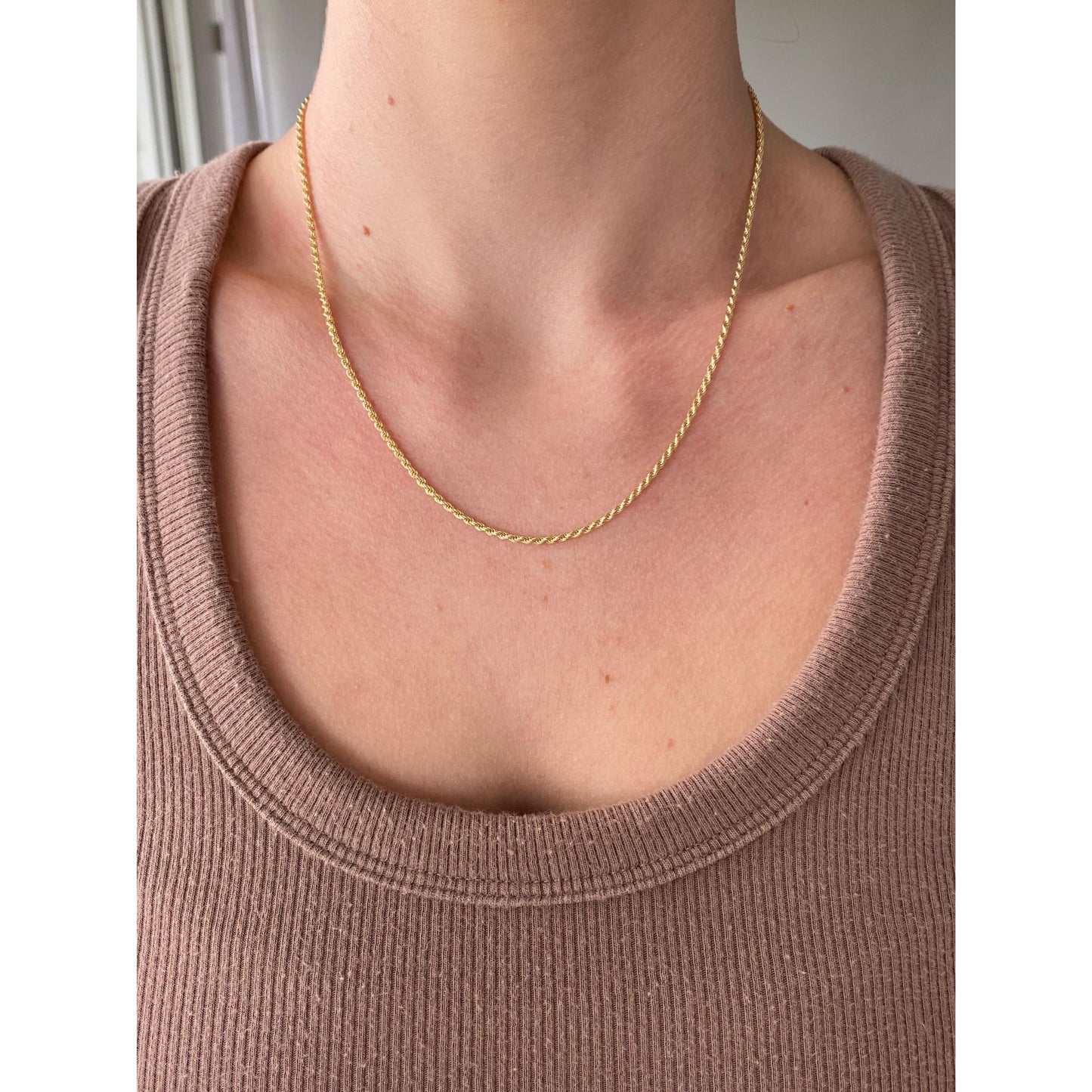 Vintage Solid 14k Yellow Gold Rope Chain Necklace - 18.25 inches