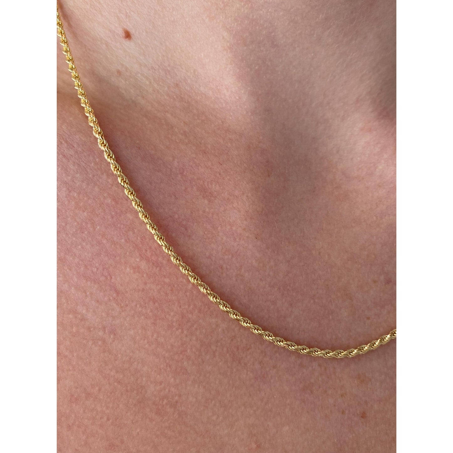 Vintage Solid 14k Yellow Gold Rope Chain Necklace - 18.25 inches