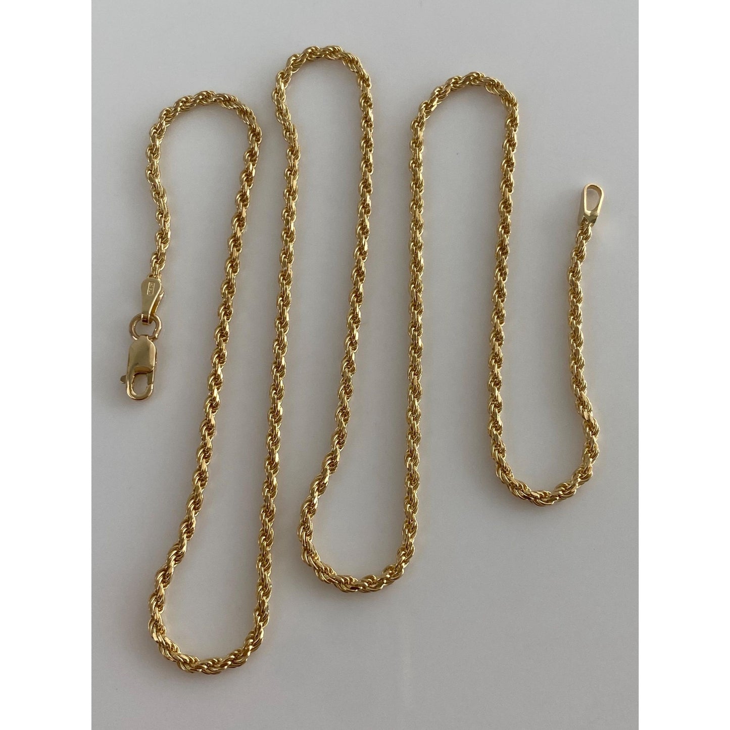Vintage Solid 14k Yellow Gold Rope Chain Necklace - 18.25 inches