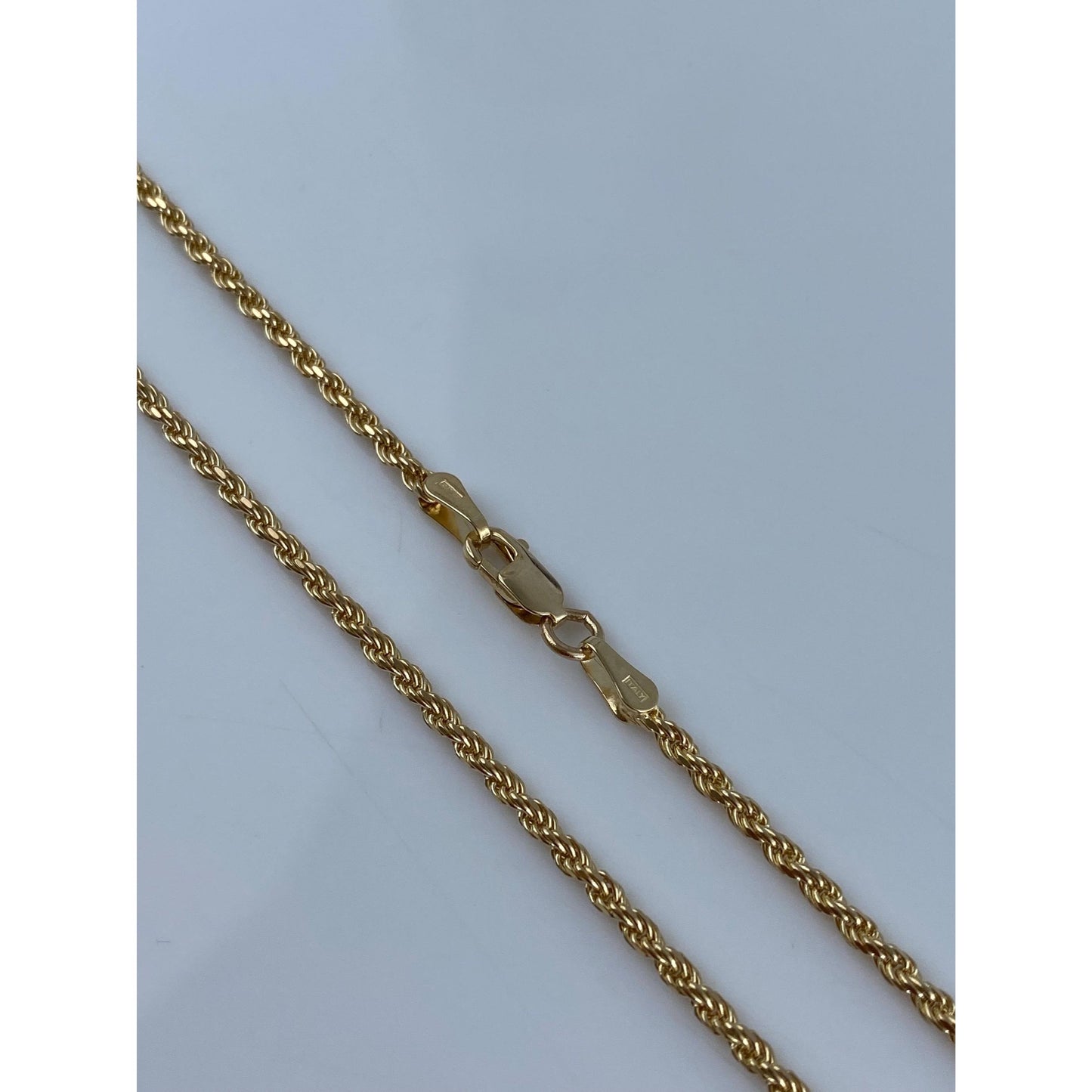 Vintage Solid 14k Yellow Gold Rope Chain Necklace - 18.25 inches