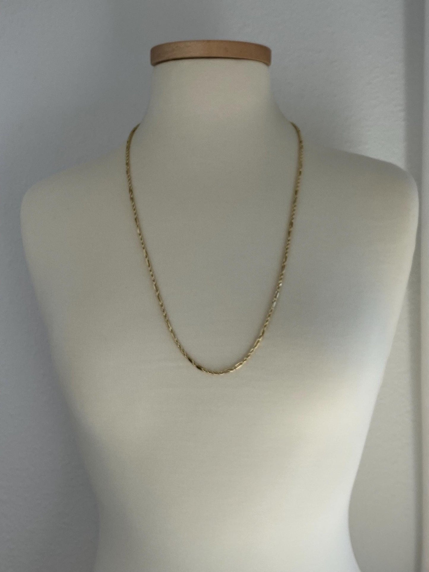 Vintage 14k Yellow Gold Long Fancy Figaro Rope Chain Necklace - 30 inches