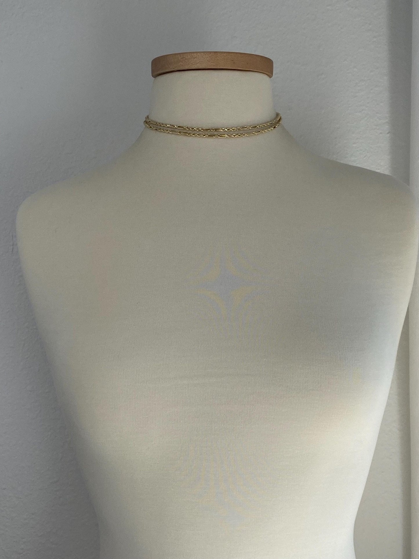 Vintage 14k Yellow Gold Long Fancy Figaro Rope Chain Necklace - 30 inches