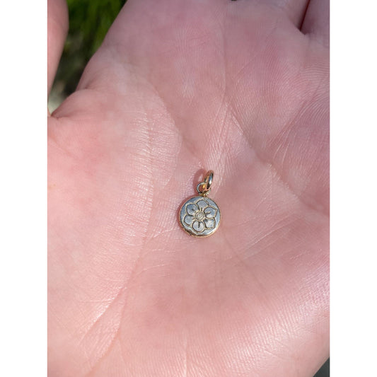 Solid 14k Yellow Gold Handmade Daffodil Flower Charm