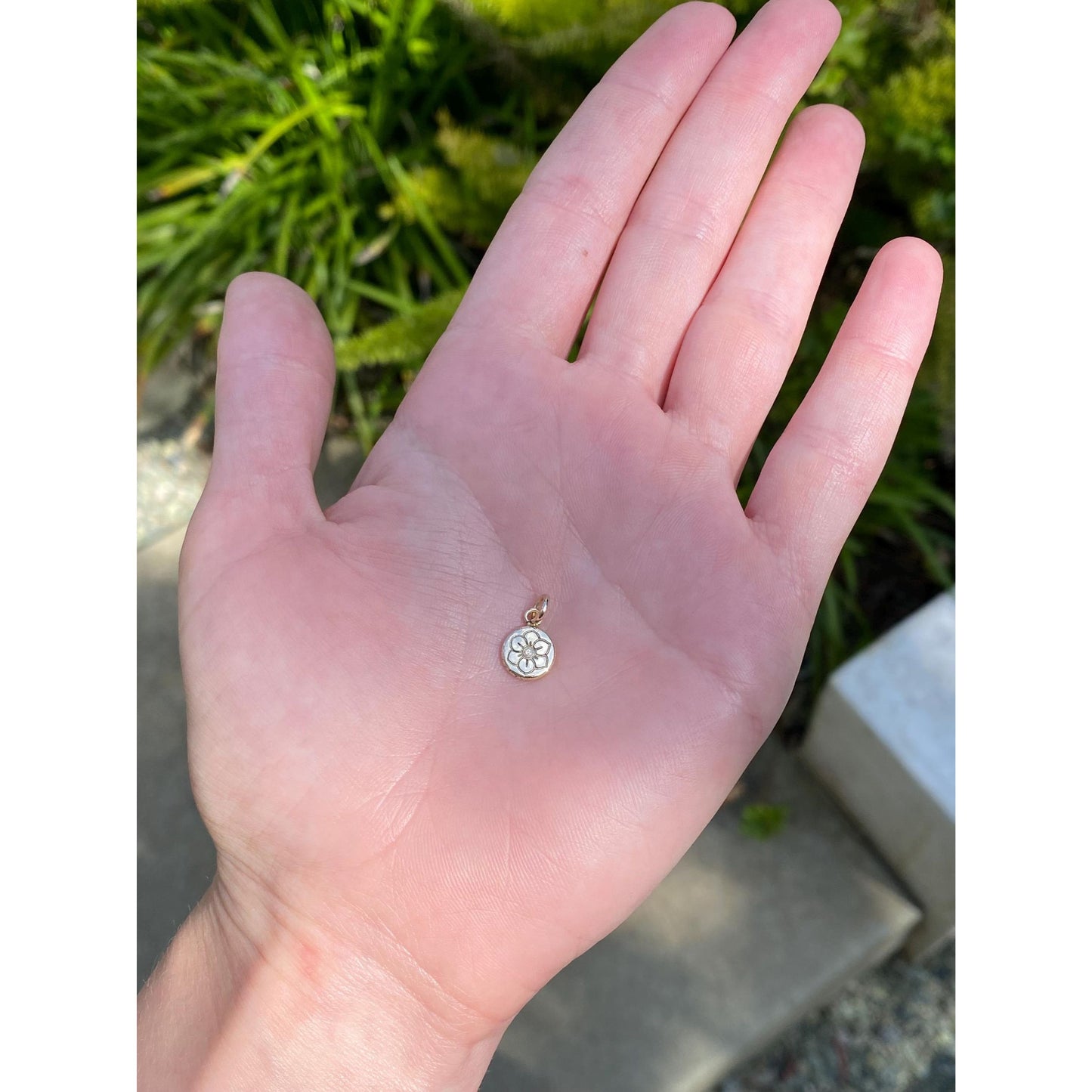 Solid 14k Yellow Gold Handmade Daffodil Flower Charm