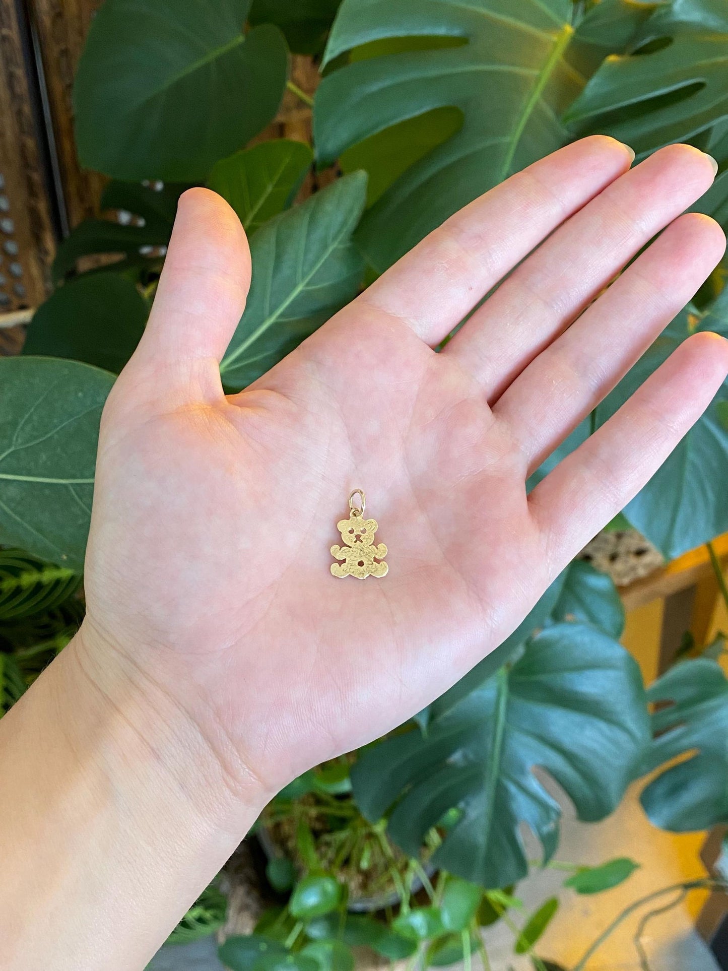 Solid 14k Yellow Gold Teddy Bear Charm