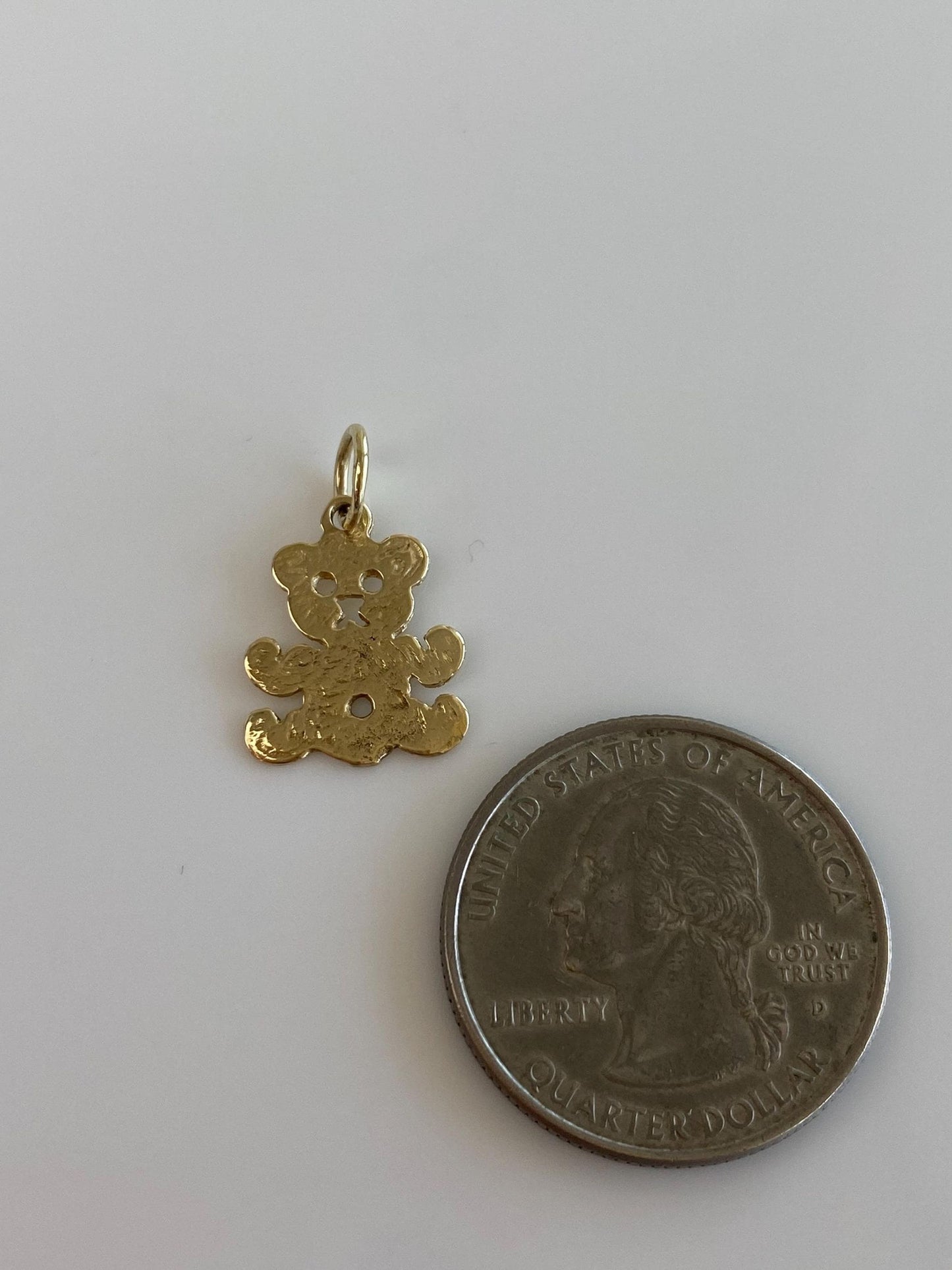 Solid 14k Yellow Gold Teddy Bear Charm