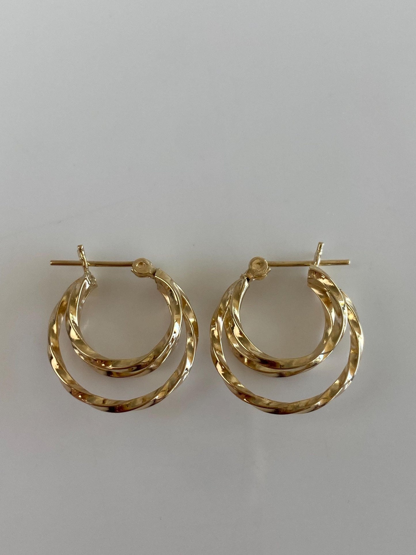 Vintage 14k Yellow Gold Layered Hoop Earrings