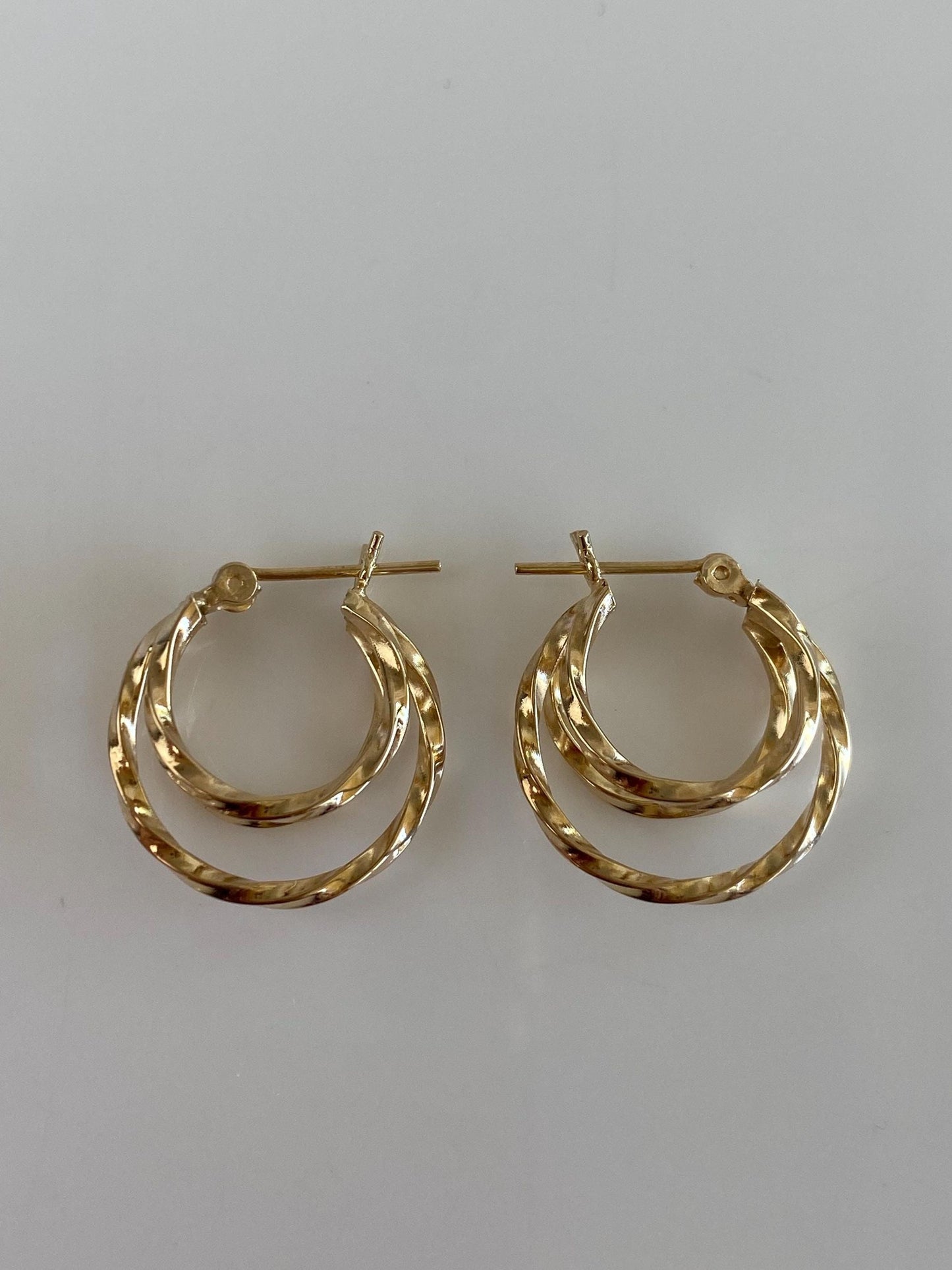 Vintage 14k Yellow Gold Layered Hoop Earrings