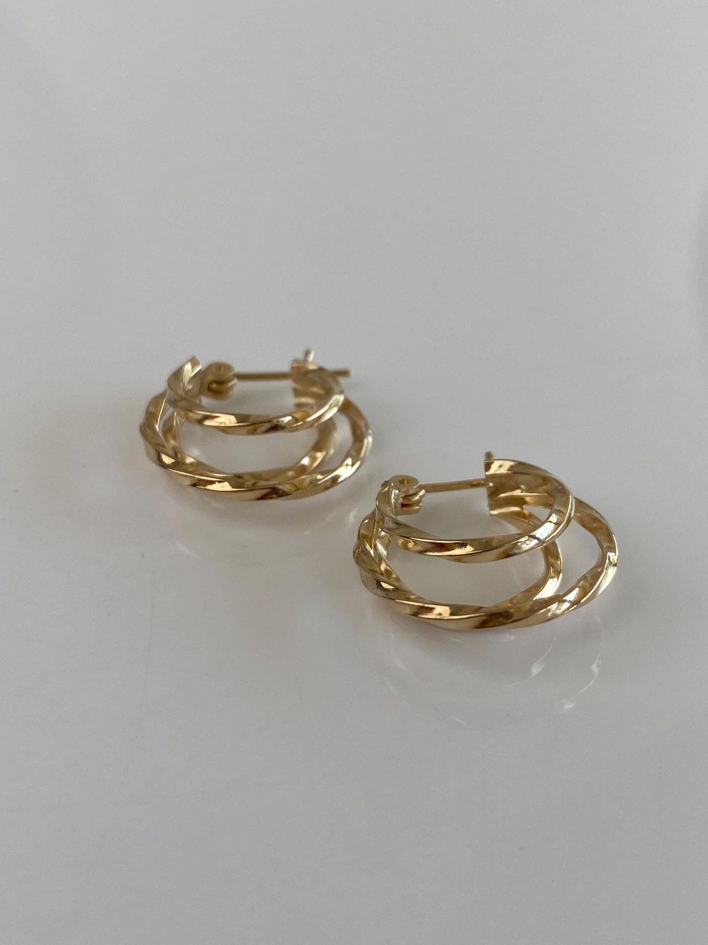 Vintage 14k Yellow Gold Layered Hoop Earrings