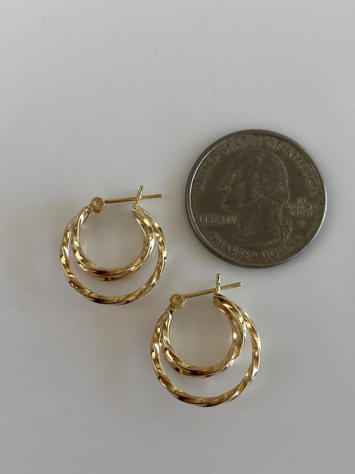 Vintage 14k Yellow Gold Layered Hoop Earrings