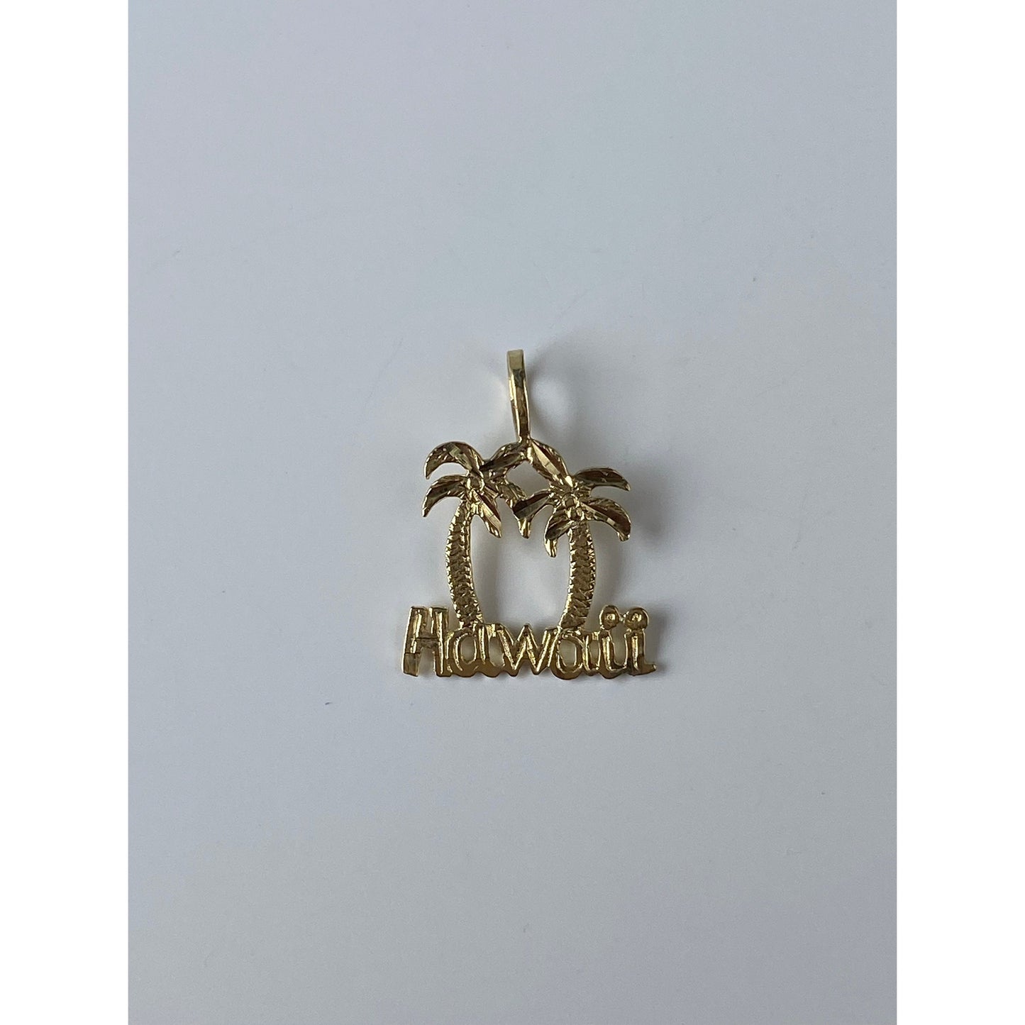 Vintage Solid 14k Yellow Gold Palm Tree Hawaii Charm