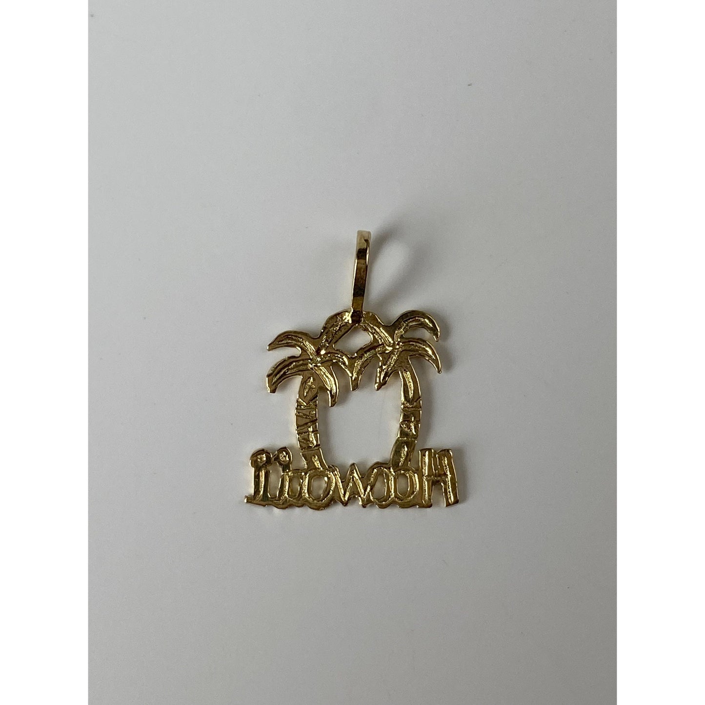 Vintage Solid 14k Yellow Gold Palm Tree Hawaii Charm