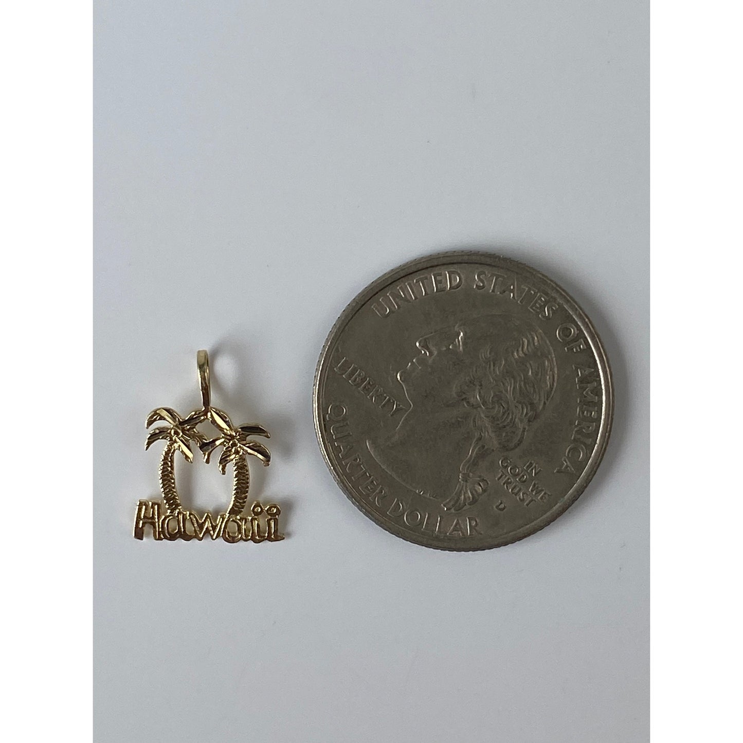 Vintage Solid 14k Yellow Gold Palm Tree Hawaii Charm