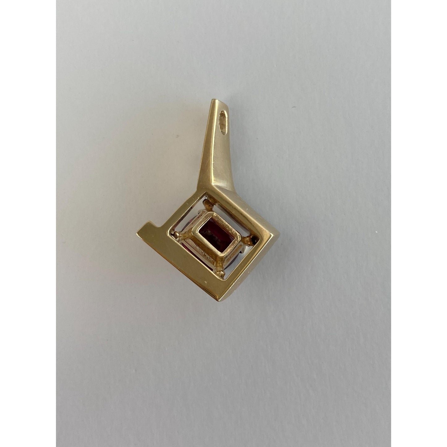 Vintage Solid 14k Yellow Gold Rhodolite Diamond Slide Charm