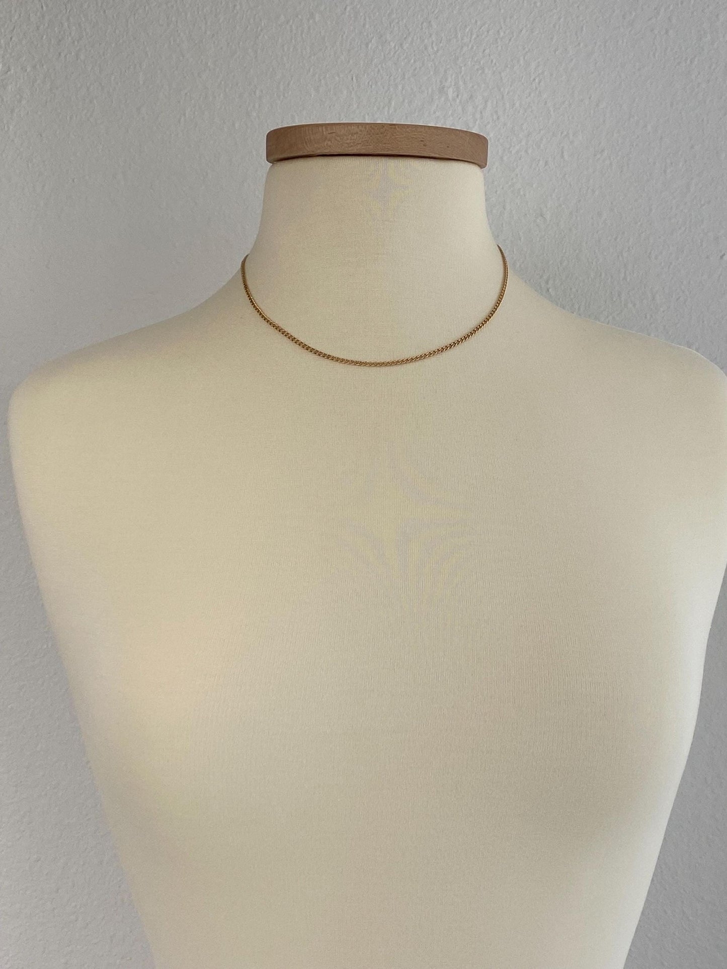 Vintage Solid 14k Yellow Gold Curb Chain Necklace - 17.5 inches