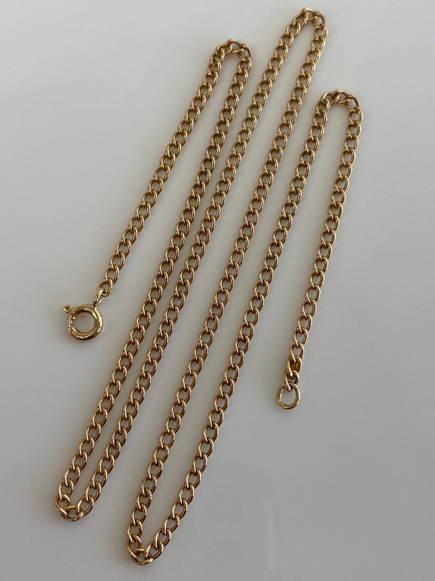 Vintage Solid 14k Yellow Gold Curb Chain Necklace - 17.5 inches