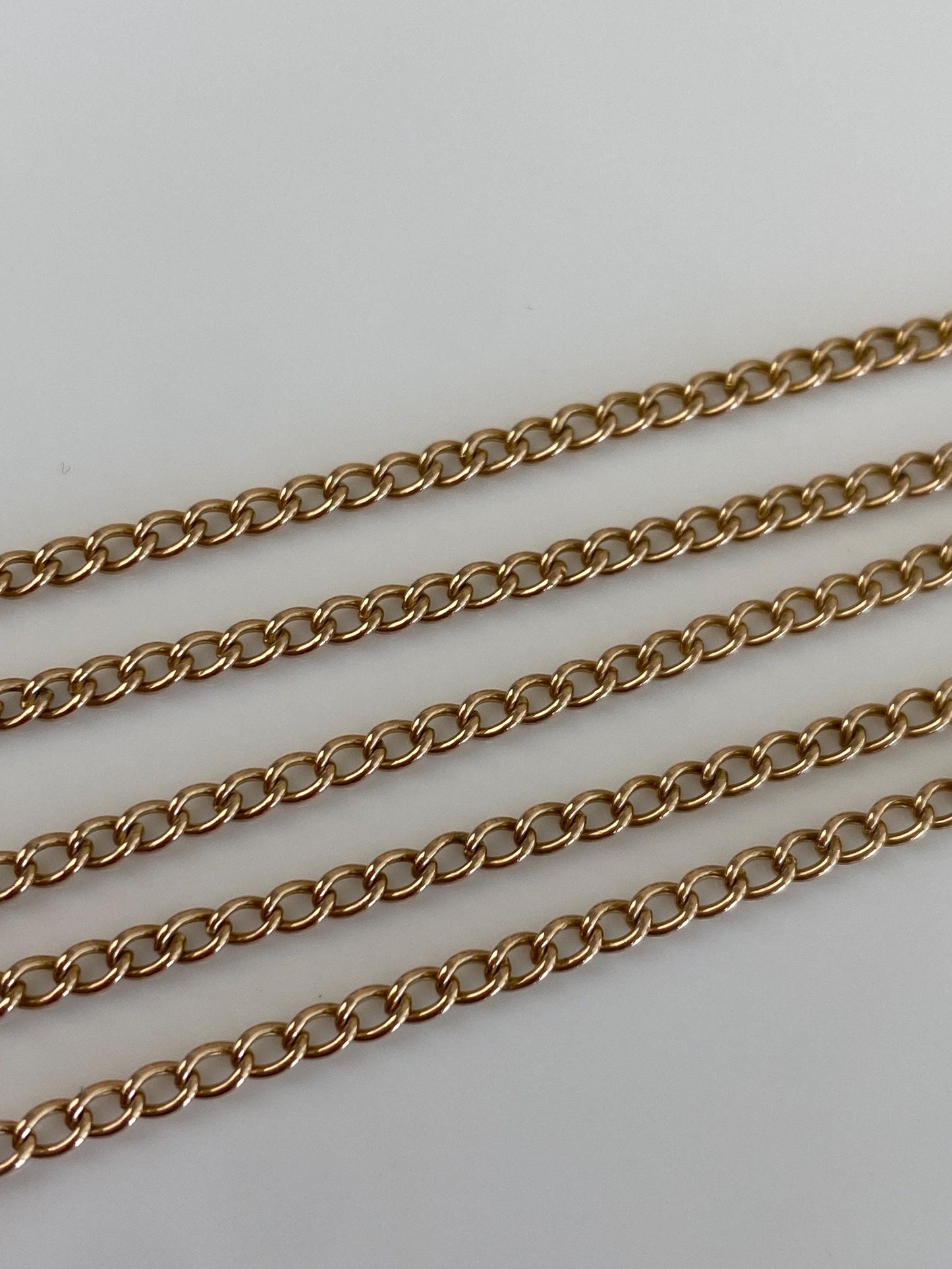 Vintage Solid 14k Yellow Gold Curb Chain Necklace - 17.5 inches
