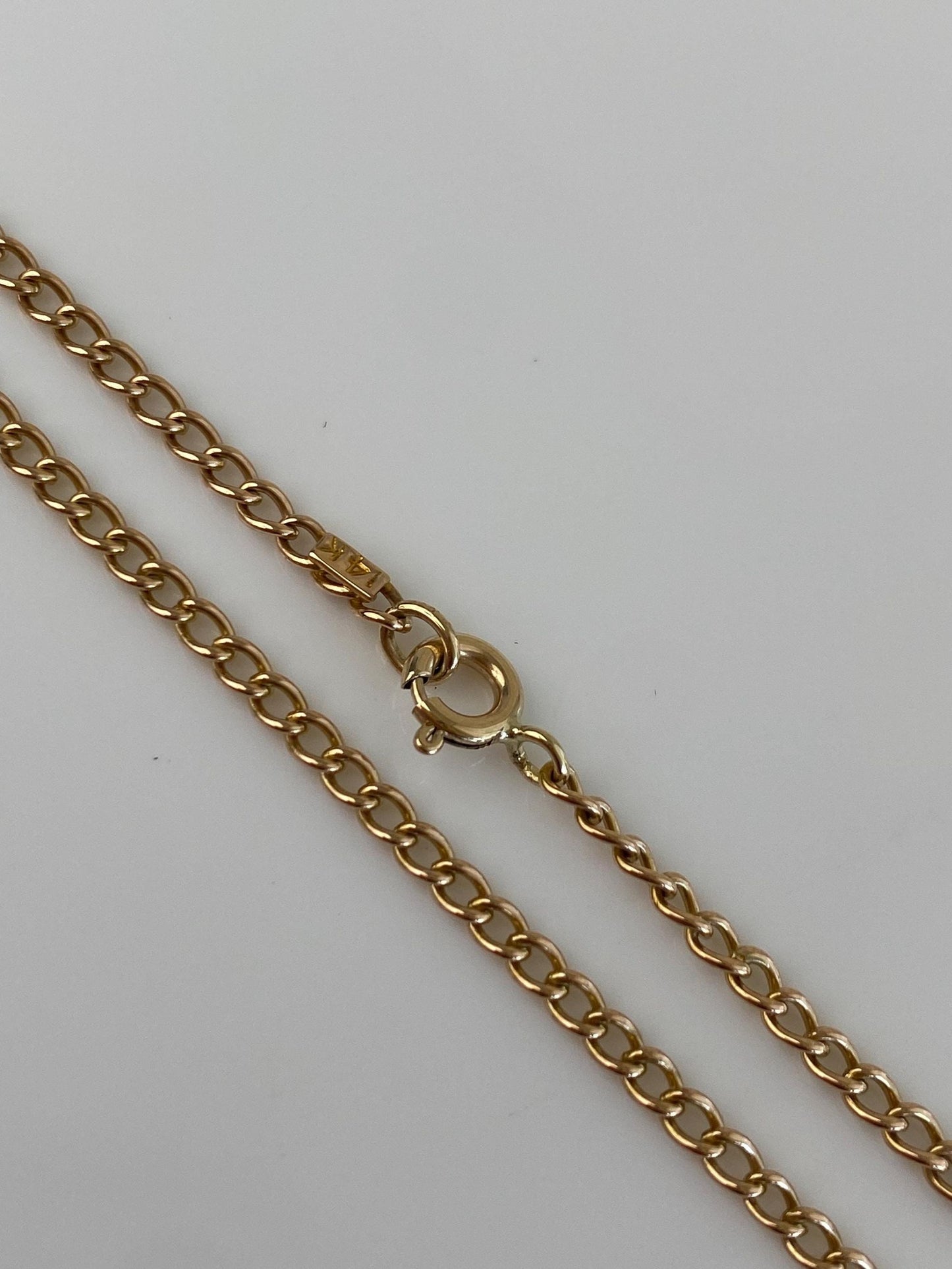 Vintage Solid 14k Yellow Gold Curb Chain Necklace - 17.5 inches