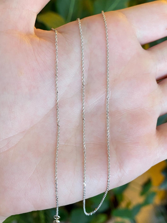 Vintage Solid 14k White Gold Tight Rolo Chain Necklace - 18 inches