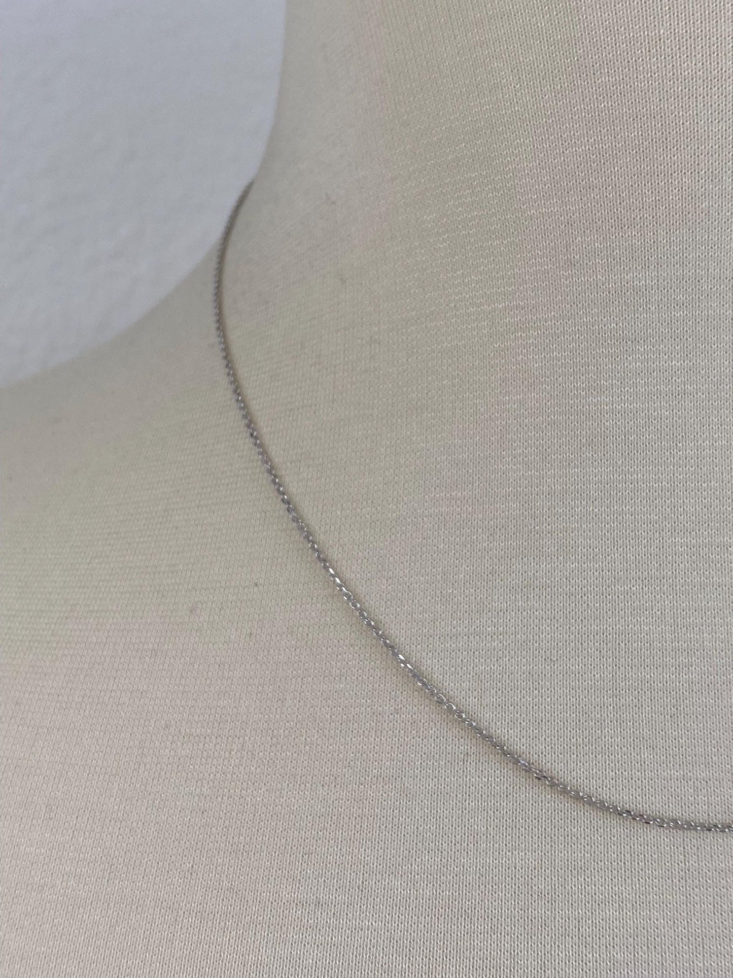 Vintage Solid 14k White Gold Tight Rolo Chain Necklace - 18 inches