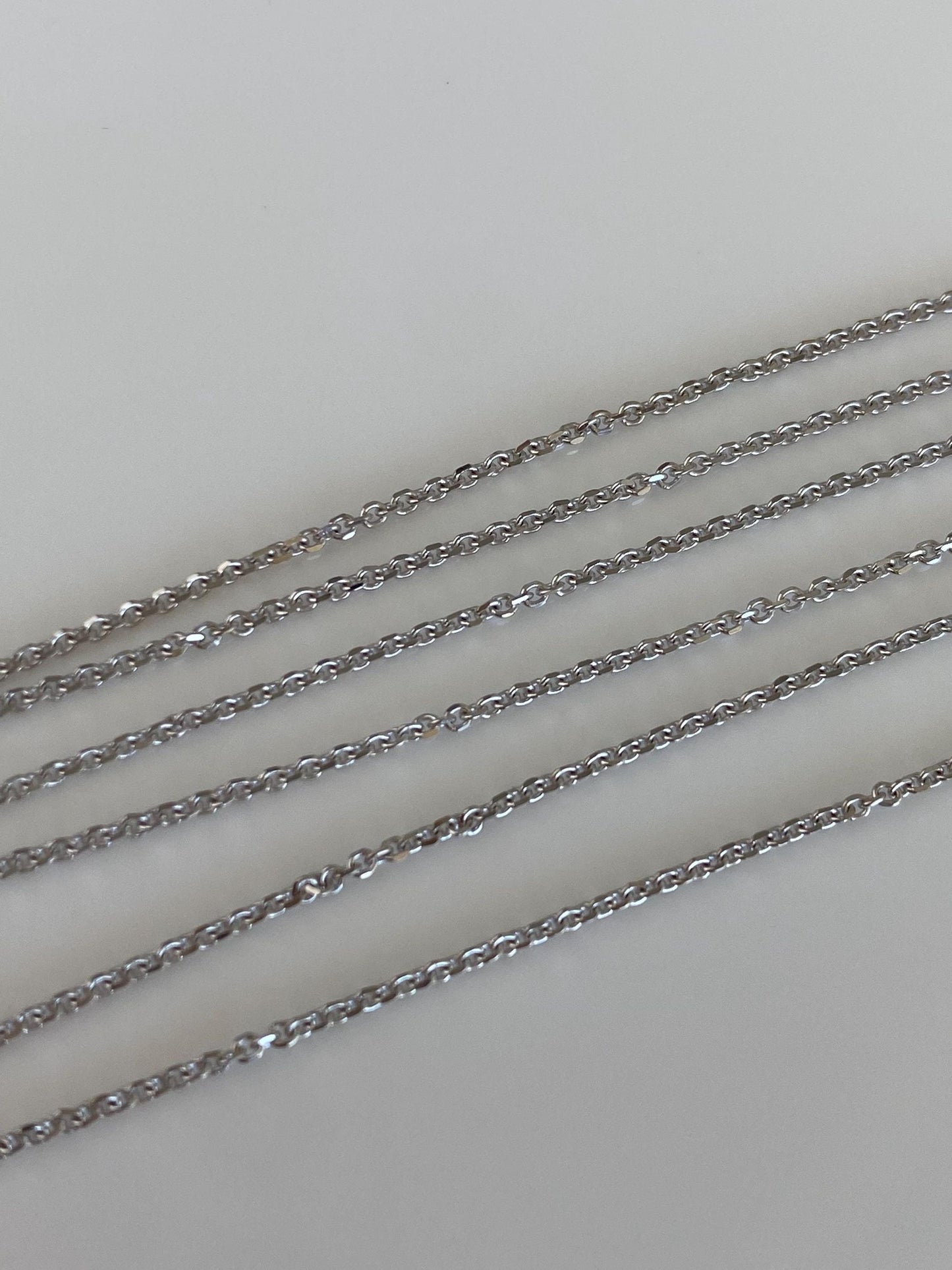 Vintage Solid 14k White Gold Tight Rolo Chain Necklace - 18 inches