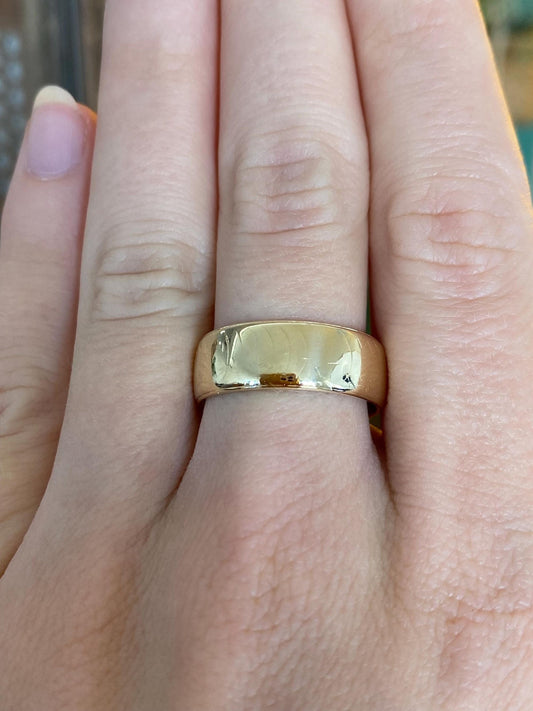 Vintage Solid 14k Yellow Gold Worn Design Ring Band - Size 8.5