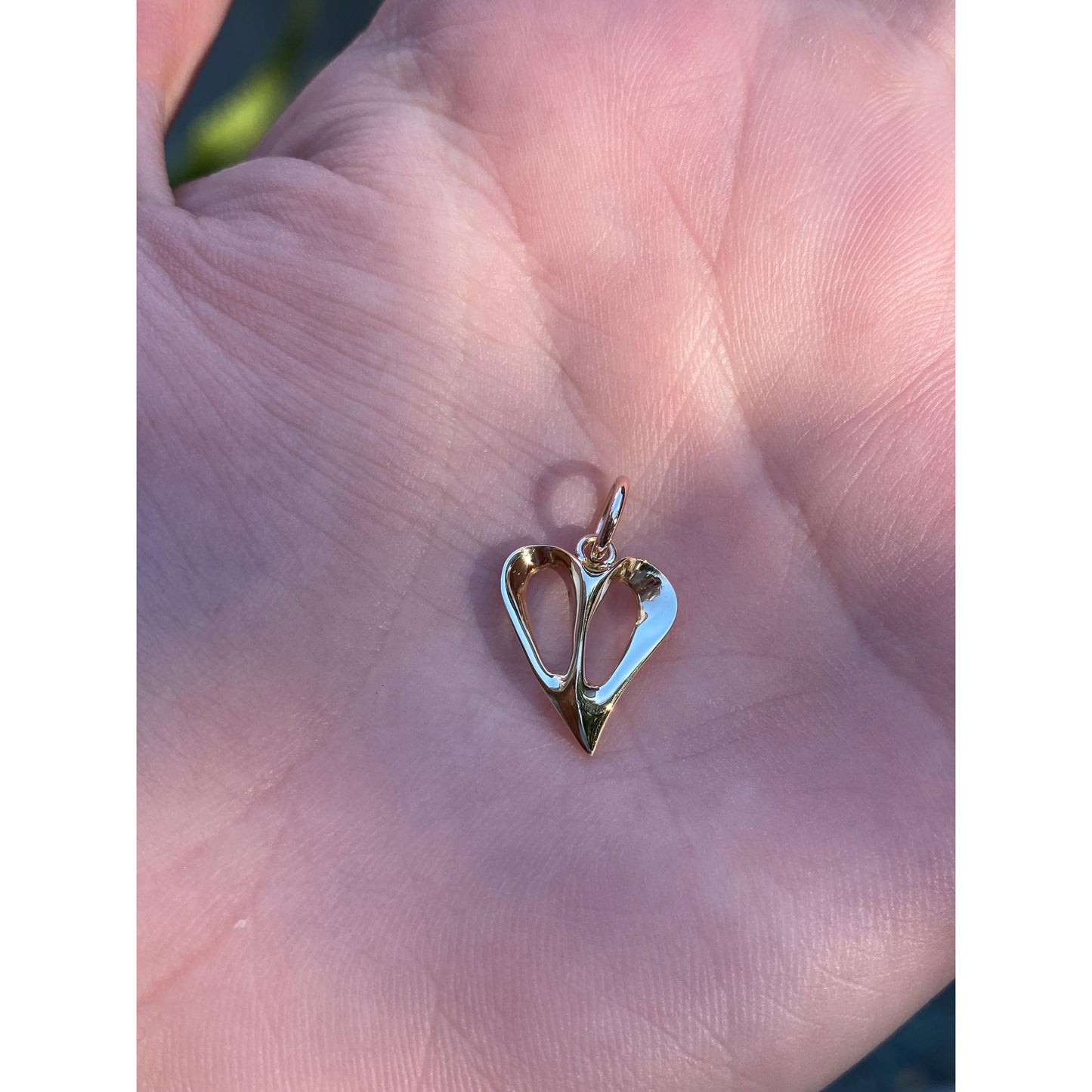 Vintage Solid 14k Yellow Gold Open Heart Charm