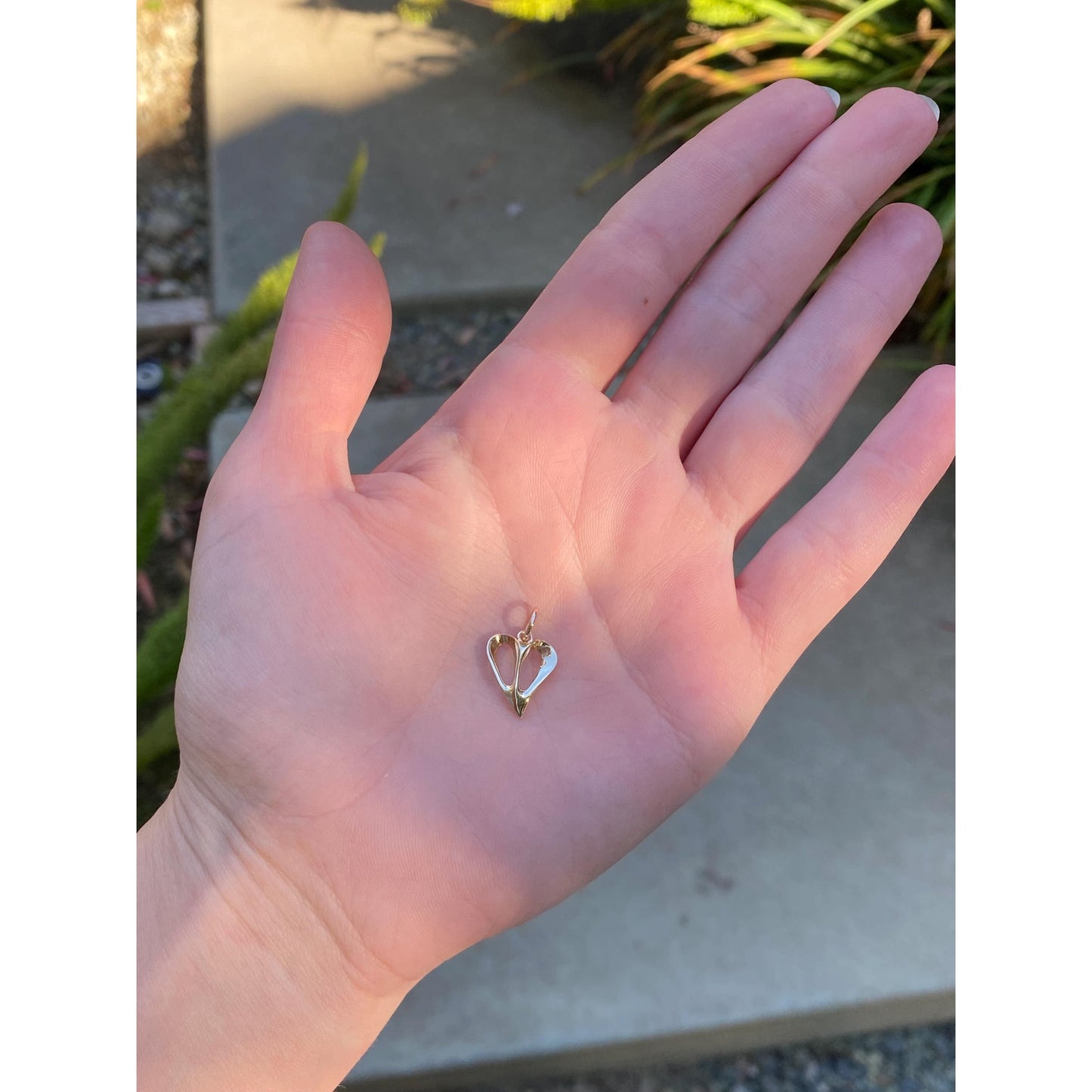 Vintage Solid 14k Yellow Gold Open Heart Charm