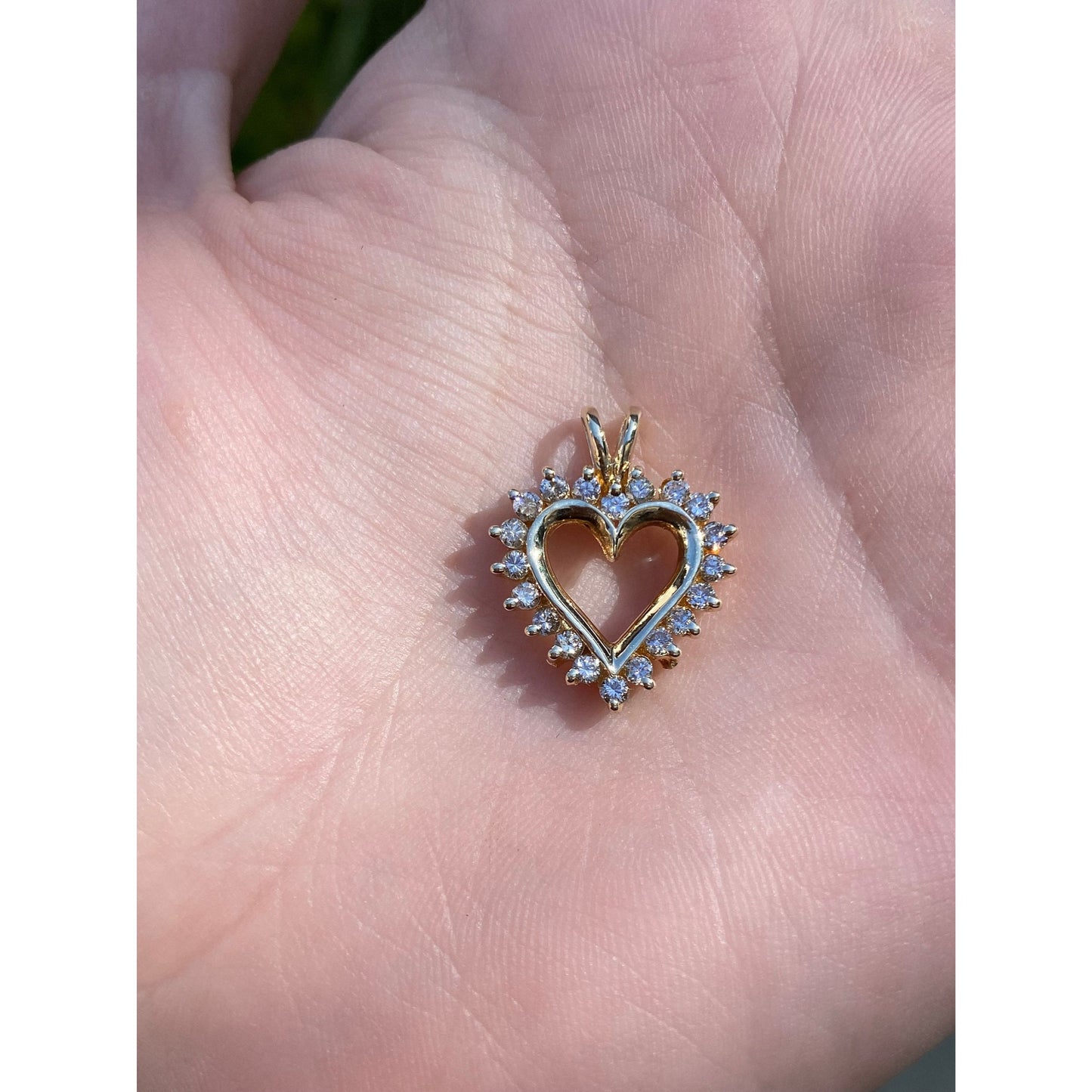 Vintage Solid 14k Yellow Gold Diamond Heart Charm