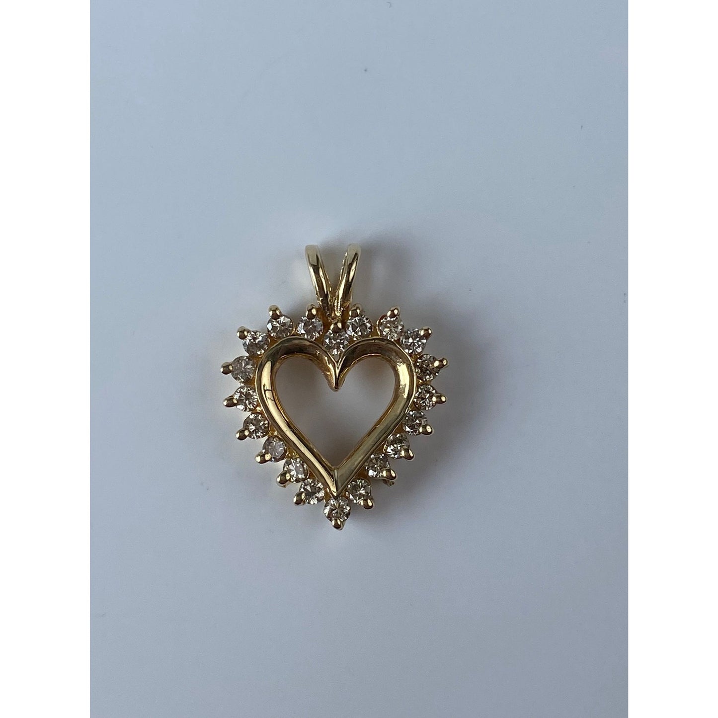 Vintage Solid 14k Yellow Gold Diamond Heart Charm