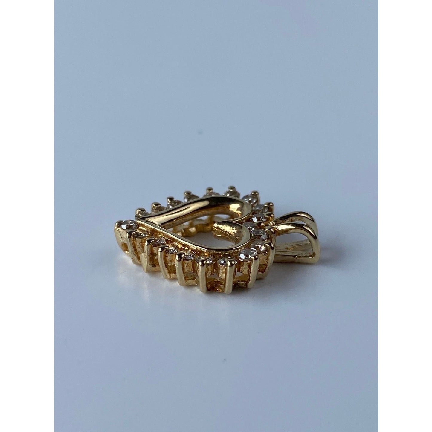 Vintage Solid 14k Yellow Gold Diamond Heart Charm