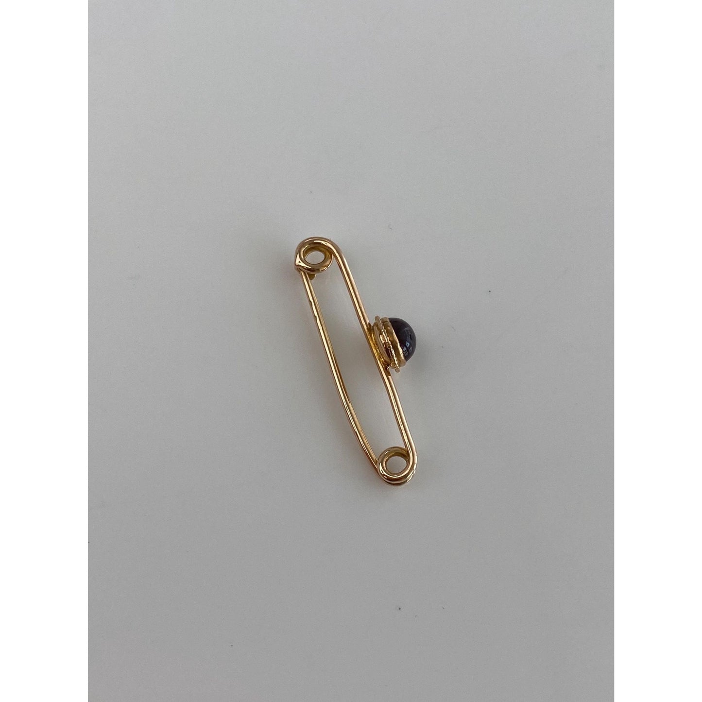 Vintage Solid 14k Yellow Gold Amethyst Safety Pin