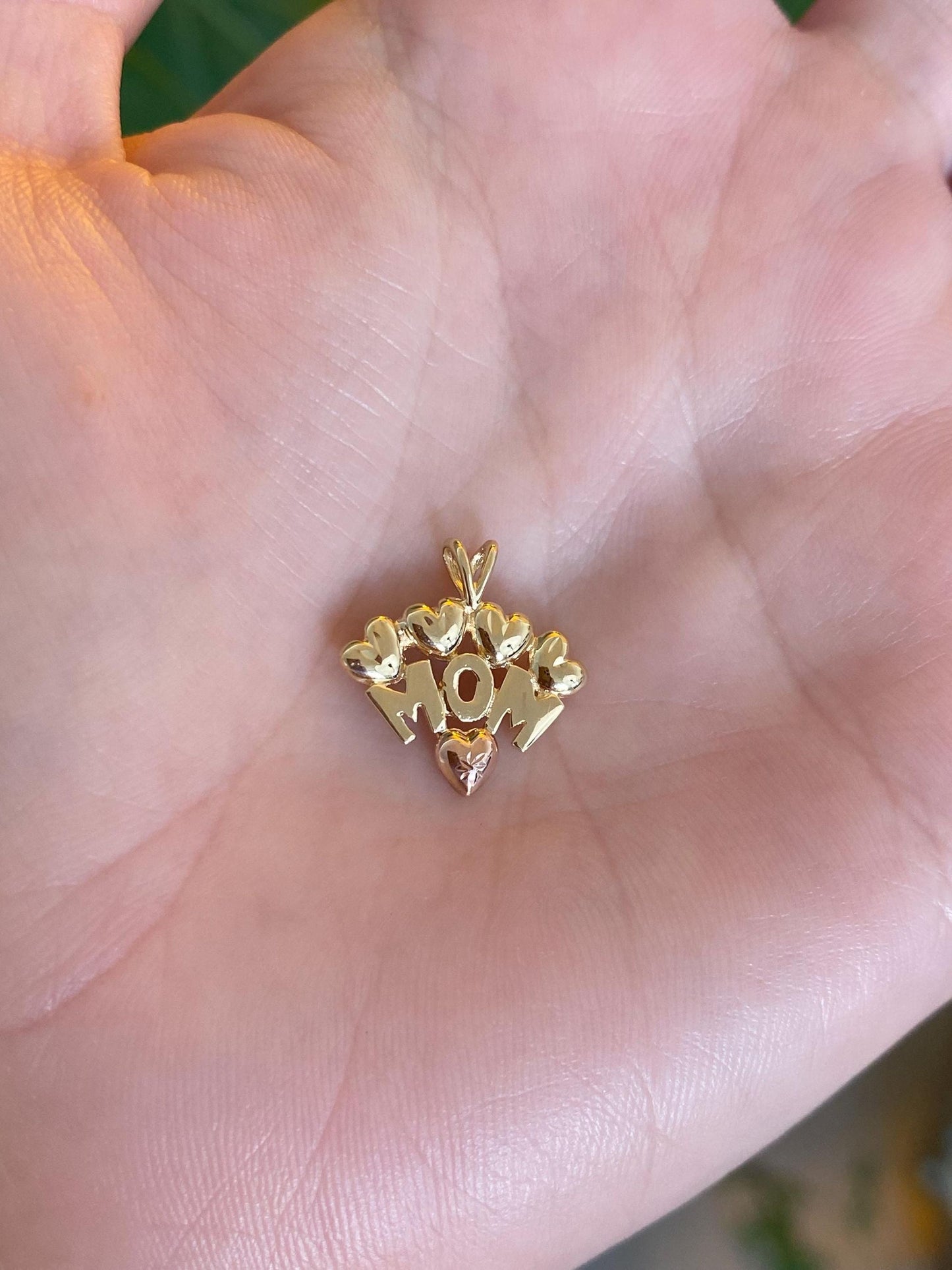 Vintage Solid 14k Rose & Yellow Gold Mom Charm