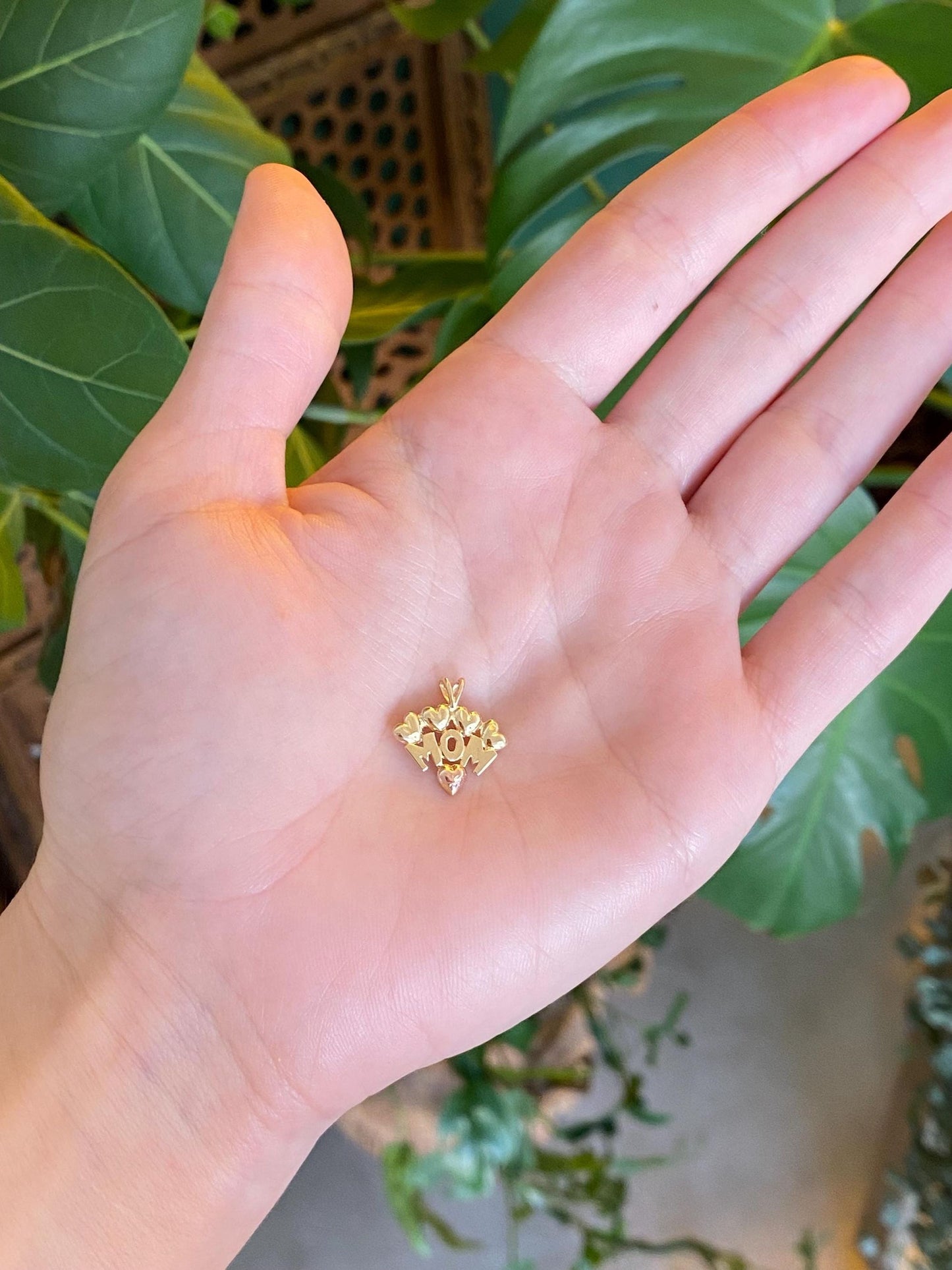 Vintage Solid 14k Rose & Yellow Gold Mom Charm