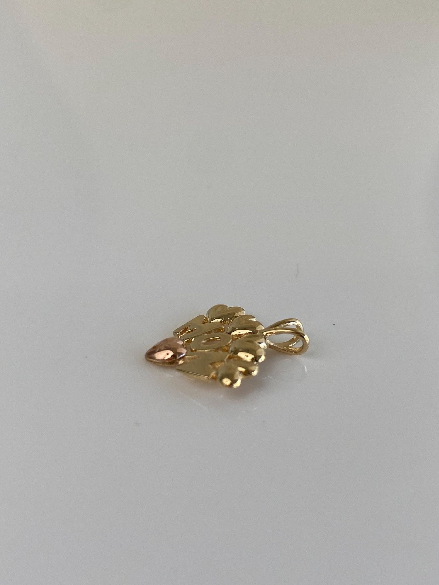 Vintage Solid 14k Rose & Yellow Gold Mom Charm