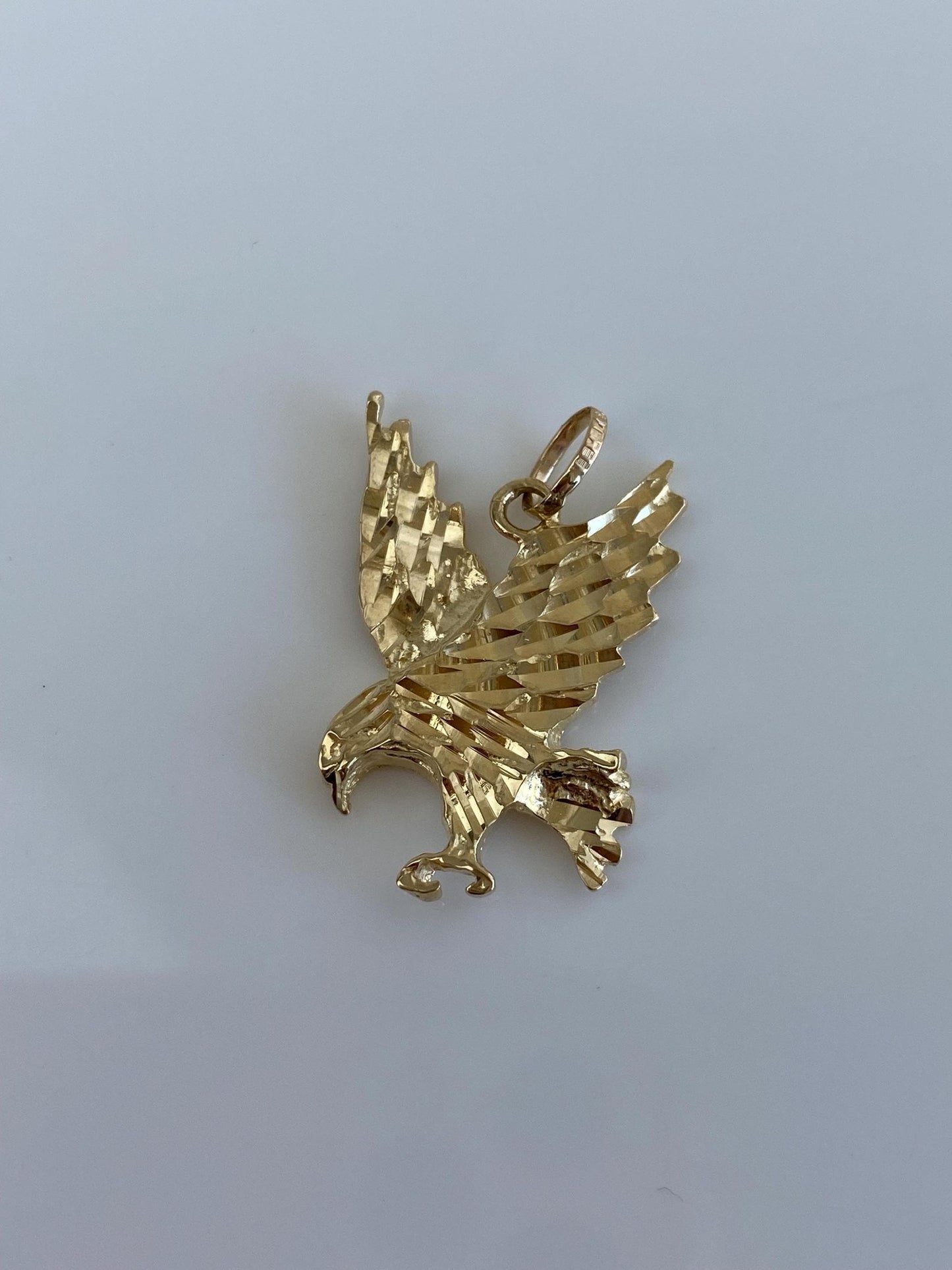 Vintage Solid 14k Yellow Gold Diamond Cut Eagle Charm